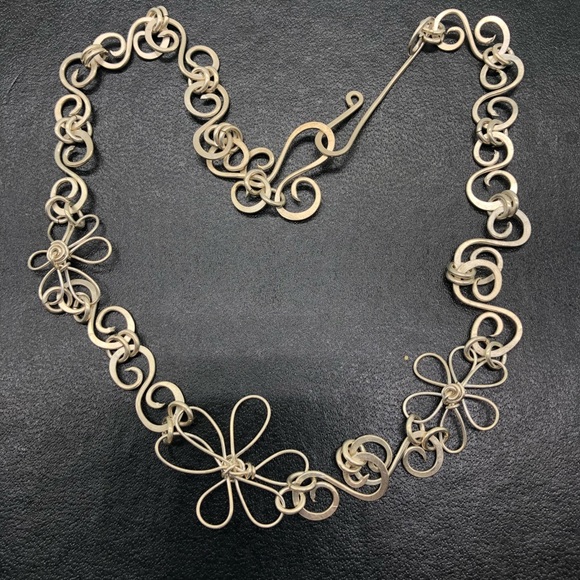 Portland Saturday Market Jewelry - Vintage silver flower choker necklace